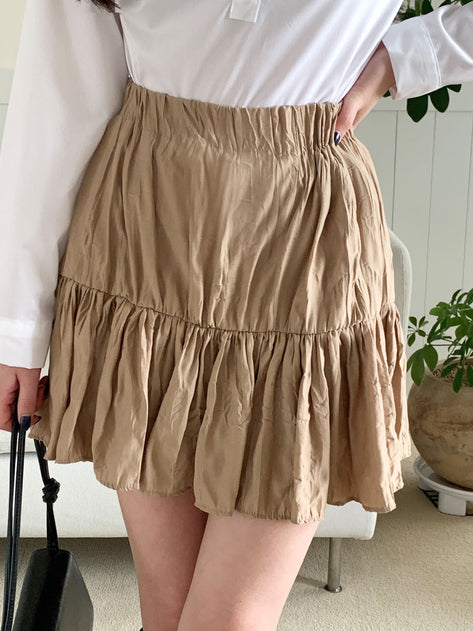 Tareru Bar Bending Pleated Cancan Miniskirt 
