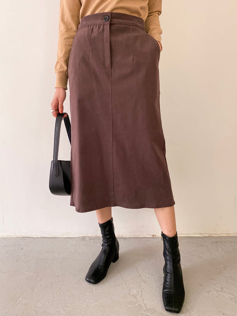Therapy Back Banding Span Brushed H Line Midi Skirt 
