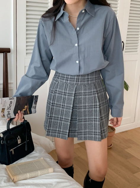 Runloa check pleated mini skirt