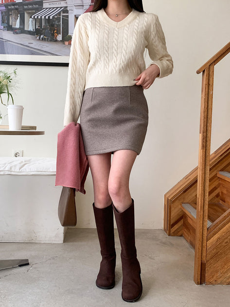 Tahon Le Wool Pintack Mini Skirt