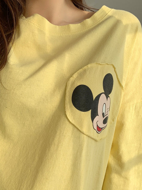 (Disney Genuine Product) Fenuline Mickey Printing Loose Fit T-shirt 