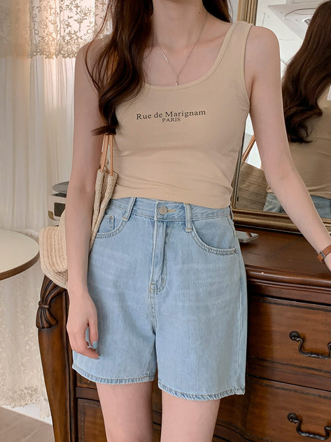 Chernie Round Neck Lettering Sleeve T -shirt